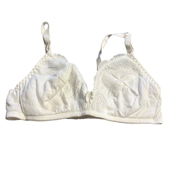 Warners Cotton Kisses Lace Soft Cup Bra 38/39B White Adjustable Straps Comfortab - Picture 1 of 3